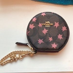 Coach pink/brown star coin purse/wallet